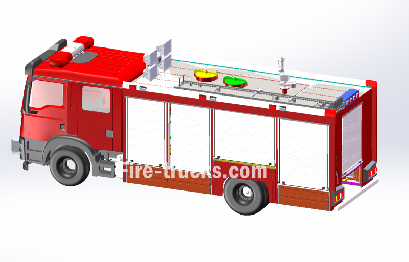 drawing of HOWO brand civil defence firefighting vehicle