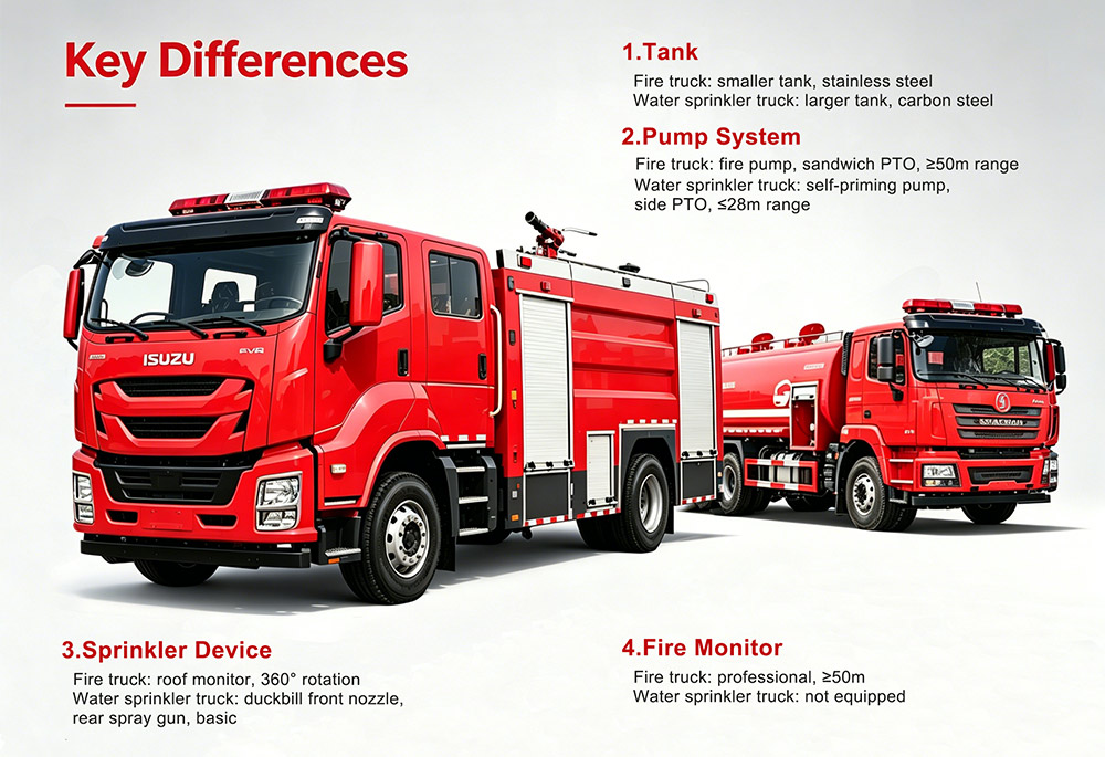 is a fire fighting water truck the same as a sprinkler truck