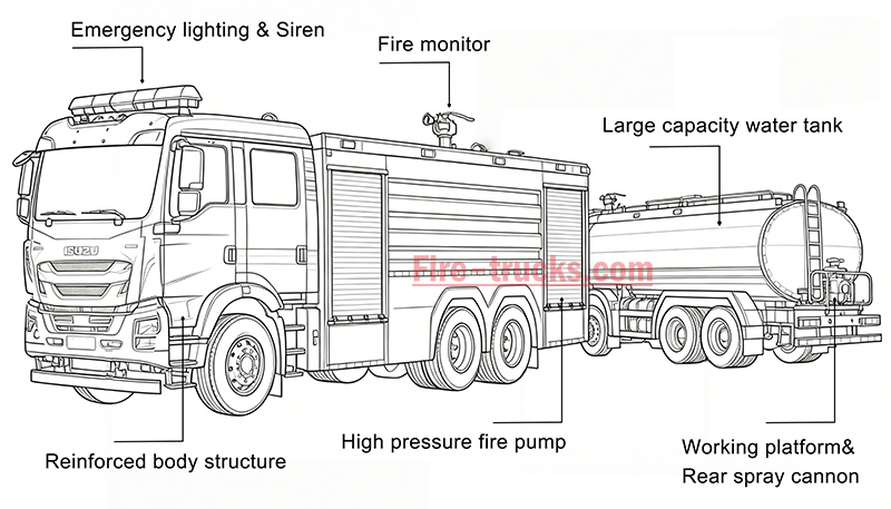 ISUZU municipal fire fighting water truck
