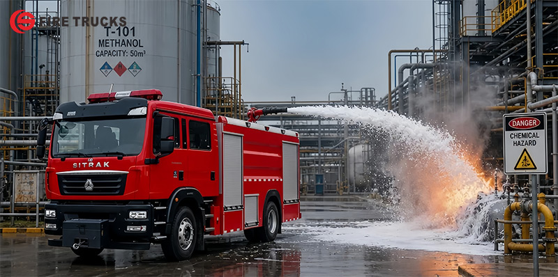 SITRAK HOWO 4x2 Foam Fire Truck High Capacity Pumper with Trailer for Petrochemical Plant Emergency Mongolia SITRAK HOWO 4x2 Foam Fire Truck High Capacity Pumper with Trailer for Petrochemical Plant Emergency Mongolia