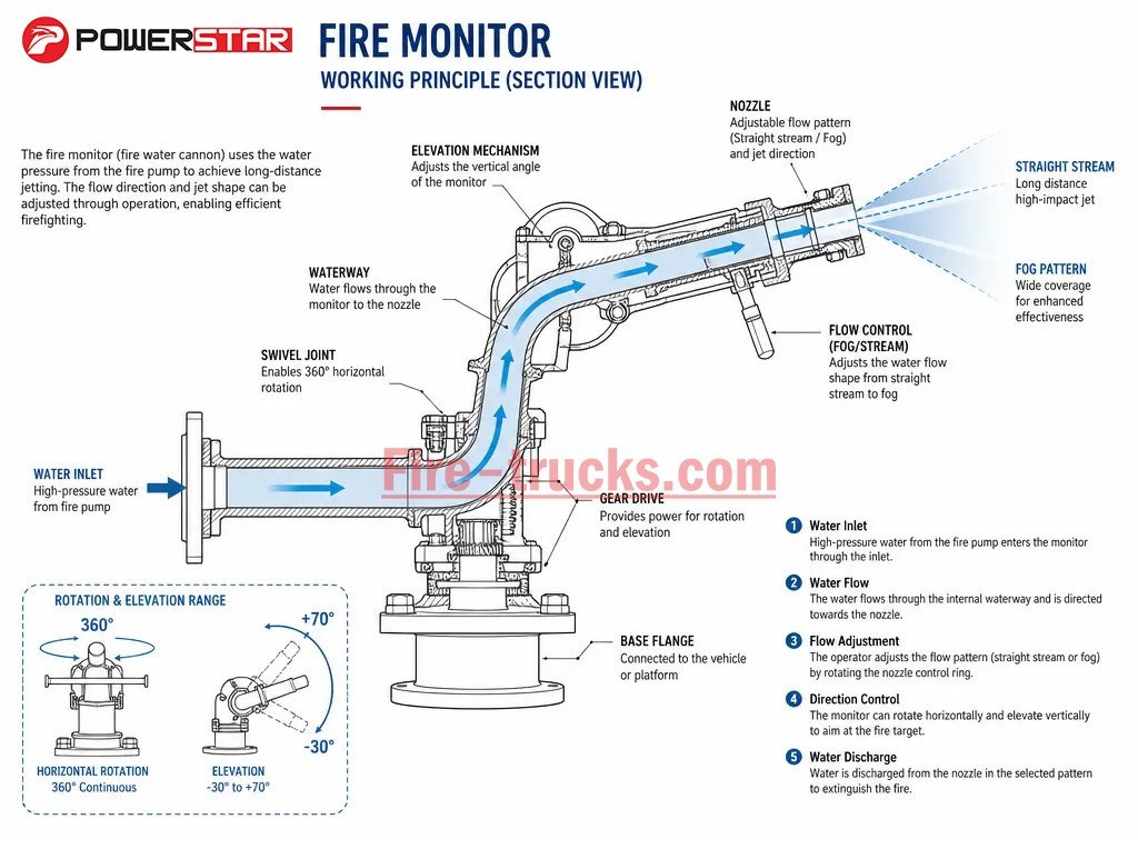 fire truck monitor structure working schematic diagram fire truck monitor structure working schematic diagram
